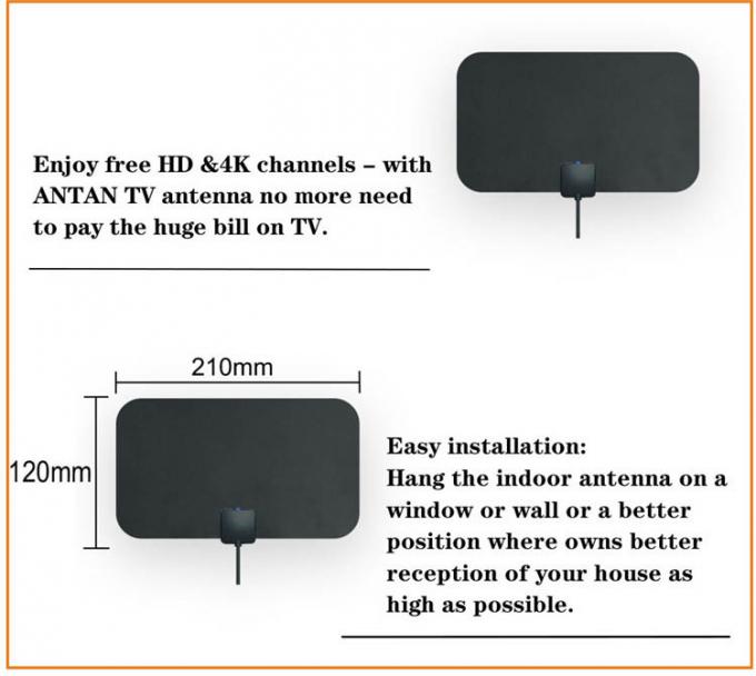 VHF επίπεδος HD TV ελεύθερος καλωδίων της Ινδίας τιμών ενισχυτής κεραιών TV παραθύρων ψηφιακός εσωτερικός